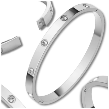 Bratara din argint, otel chirurgical rigid, cadou cu zirconi