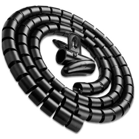 Husă de cablu, 5m, spirală neagră, organizator de cabluri