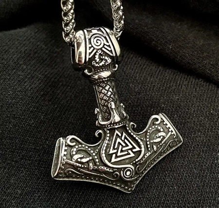 Colier bărbătesc argint Hammer of THOR MJOLNIR, oțel