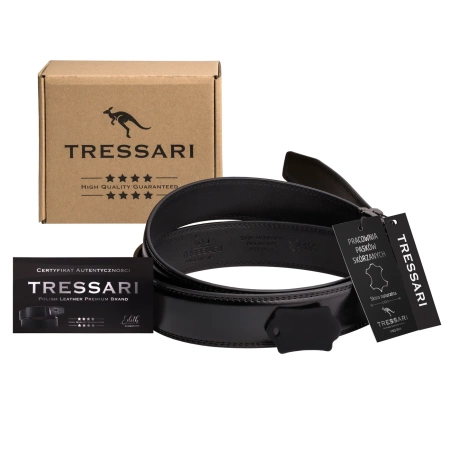 TRESSARI centura automata barbati 115cm piele naturala pentru pantaloni, neagra