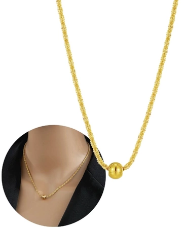 Colier delicat de aur cu o bilă de oțel chirurgical