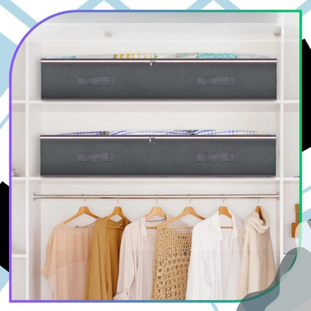 Organizator de dulap pentru lenjerie de pat, set de 2 piese, geantă gri, mare, 100x50cm