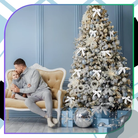 Decorațiuni de Crăciun cu funde, set de 6 bucăți, funde albe