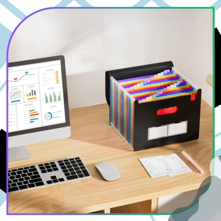 Dosar A4, organizator de documente, servietă neagră, spațioasă, cu 25 de compartimente