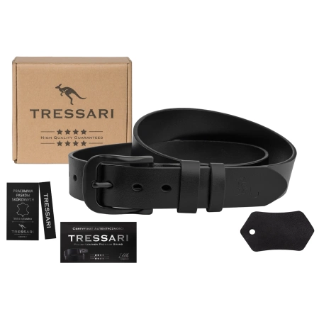 Curea pantalon barbati TRESSARI 125 cm, piele neagra, piele naturala 100%.
