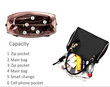 Geanta shopper dama, piele ecologica neagra