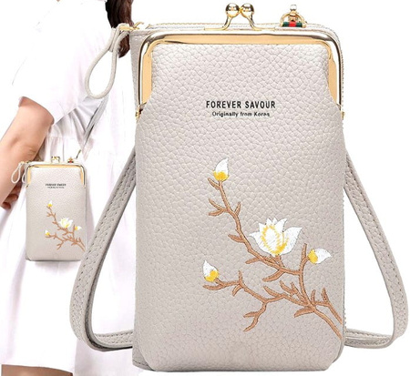 Geanta messenger dama, portofel mini flori