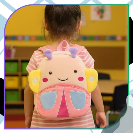 Ghiozdan de pluș pentru copii, pentru preșcolari, cu fermoar, FLUTURE