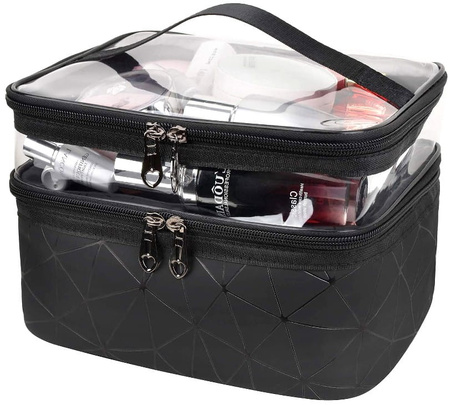Geanta cosmetica suspendata, neagra, impermeabila, mare, transparenta