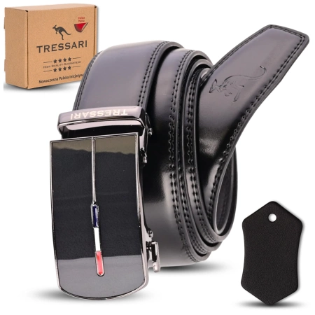 Curea neagră pentru pantaloni TRESSARI pentru bărbați, 120 cm, automată, din piele