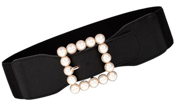 Curea elastică lată de cauciuc cu perle
