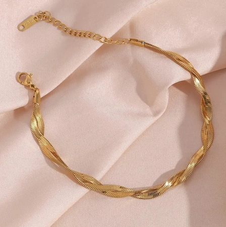 Bratara de sarpe placata cu aur, otel chirurgical auriu