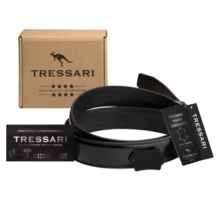Cureaua automata TRESSARI neagra pentru barbati, 125 cm, pentru pantaloni, piele naturala