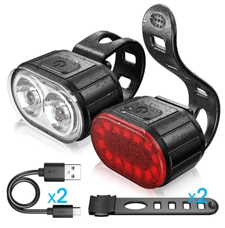 Set lumini biciclete reflector fata si spate USB rezistent la apa