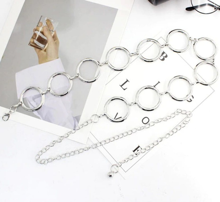 Curea de talie argintie Lant metalic cu ochiuri