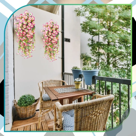 Agățat flori decorative bindweed artificial 3buc ghirlandă roz