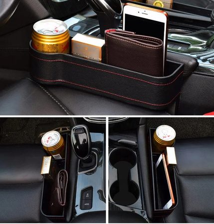 Organizator auto, suport de pahare din piele, telefon si chei