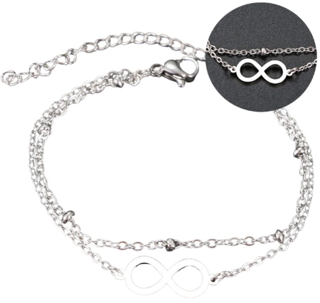 Bratara infinit de argint, otel chirurgical, cifra opt