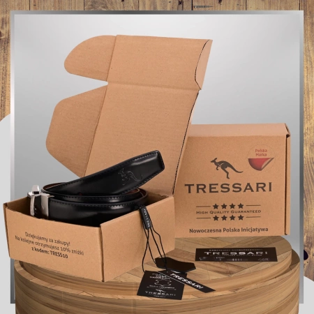 Curea din piele dublă TRESSARI, negru, maro, 120 cm, pentru pantaloni