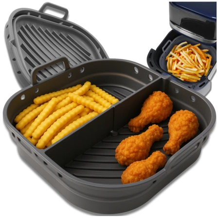 Inserție din silicon pentru friteuză cu aer, tavă de copt reutilizabilă, gri