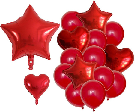Set de 14 bucăți de baloane cu inimă și stea pentru ziua Îndrăgostiților