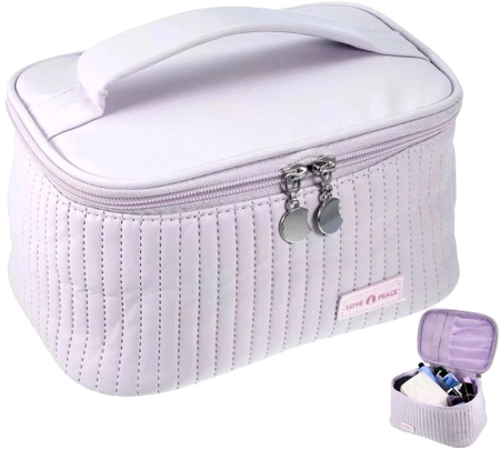 Organizator elegant patrat pentru geanta cosmetica din piele ecologica