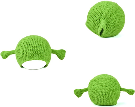 Pălărie de iarnă caldă verde shrek împletită unisex