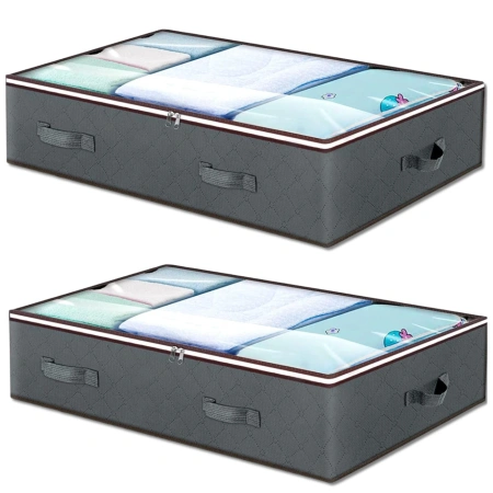 Organizator de dulap pentru lenjerie de pat, set de 2 piese, geantă gri, mare, 100x50cm