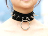 Colier din piele punk choker cu vârfuri întunecate