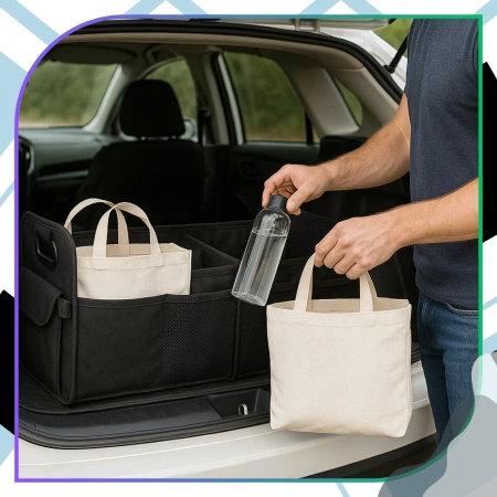 Organizator pliabil pentru portbagaj auto impermeabil, cu buzunare