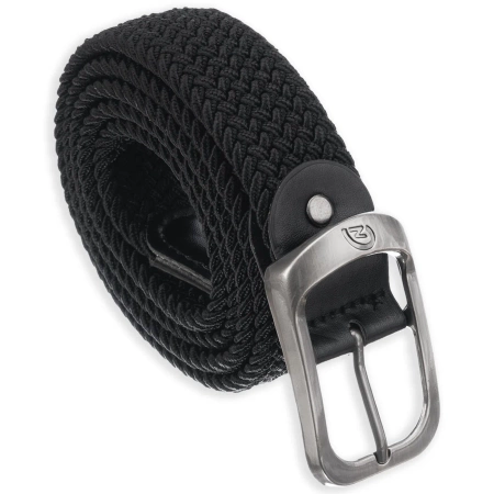 TRESSARI curea elastica impletita neagra catarama argintie