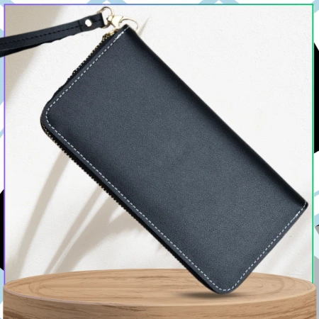 Portofel de dama din piele ecologica cu fermoar dublu elegant