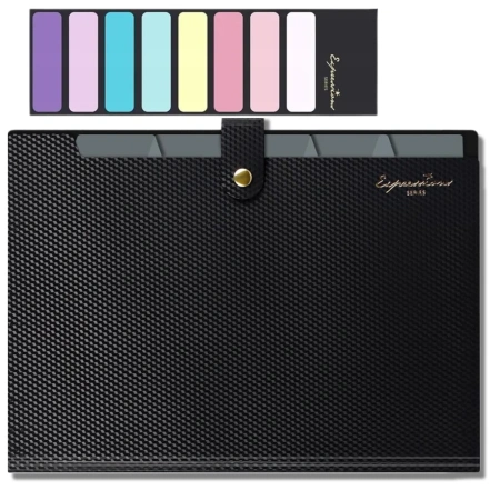 Dosar A4, organizator de documente, servietă, 5 compartimente, negru