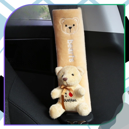 Husă pentru centura de siguranță, ursuleț decorativ pentru copii