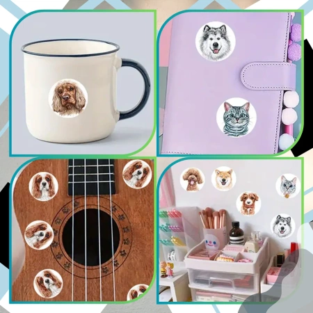 Autocolante pe rola 500 buc. animale colorate DIY pentru copii