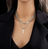 Colier elegant cu cruce din oțel chirurgical multi-argintiu