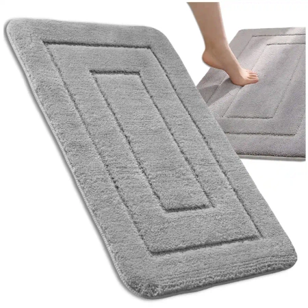 Covoare absorbante antiderapante gri pentru baie din frotte