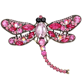 Brosa cu ace de zirconi insecta retro DRAGONFLY boho