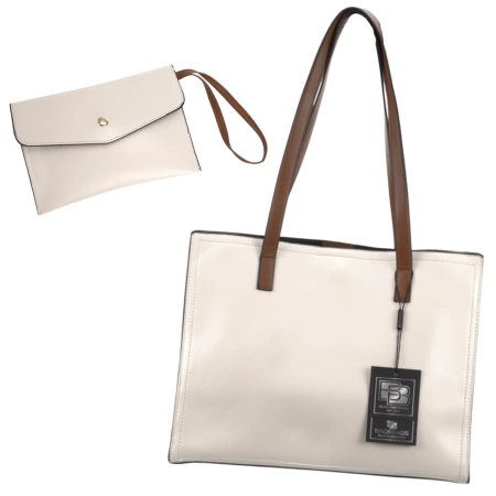 BAD&BAGS geanta de dama din piele clasic crem lacuita shopper