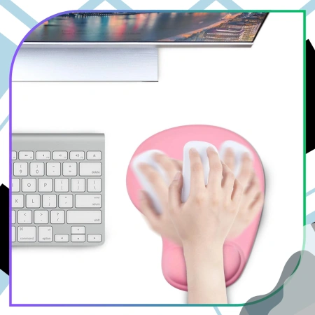 Mouse pad ergonomic roz cu suport antiderapant pentru încheietura mâinii