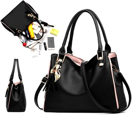 Geanta shopper dama, piele ecologica neagra