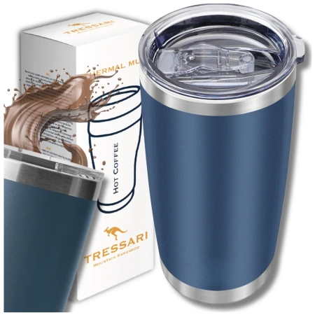 Cana Thermos Tressari Albastru 600ML Oțel inoxidabil Izolație dublă pentru călătorii