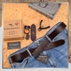 Curea din piele maro TRESSARI 120cm pentru pantaloni fără cataramă, piele naturală