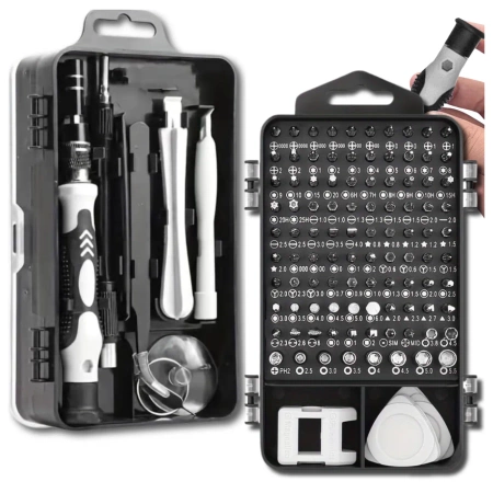 Set șurubelnițe de precizie 115 în 1 pentru electronice Bit CR-V TORX Șurubelnițe