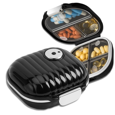 Organizator pentru medicamente, cutie, casetă, 7 zile, negru elegant