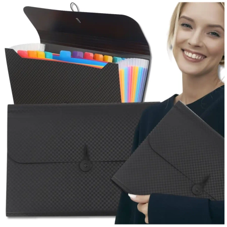 Organizator de dosare pentru documente A4, negru, pliabil