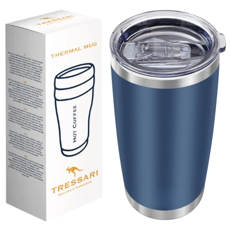 Cana Thermos Tressari Albastru 600ML Oțel inoxidabil Izolație dublă pentru călătorii