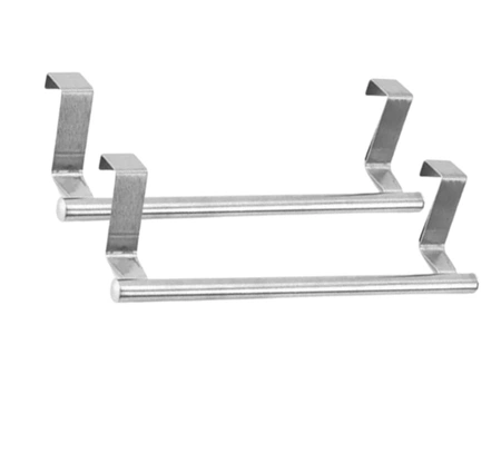 Hangers 2pc pentru bucătărie dulap baie ușă prosop feroviar argint