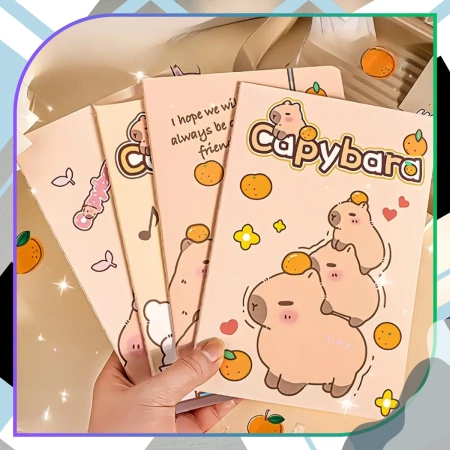 Caiet 4 piese Capybara colorat cu linii 60 pagini A5