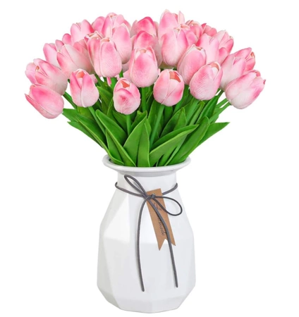 Buchet artificial de lalele roz 10pcs flori decorative